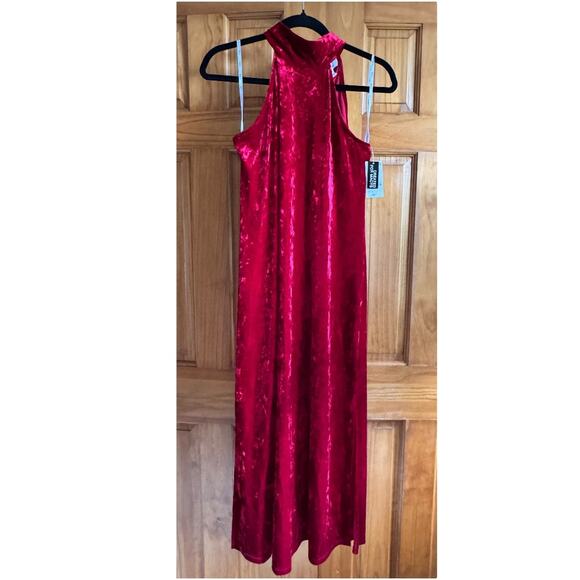 Bar III Red Crushed Velvet Halter Midi Dress – Size XS – NWT - Picture 3 of 7